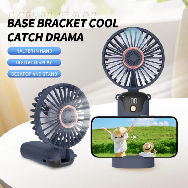 618 5-Speed Adjustable Digital Display Handheld Fan - Lightweight & Bulk Order Discounts for Promotional Gifts - Image 2